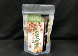 Laminated foil package of roasted and salted macadamia nuts